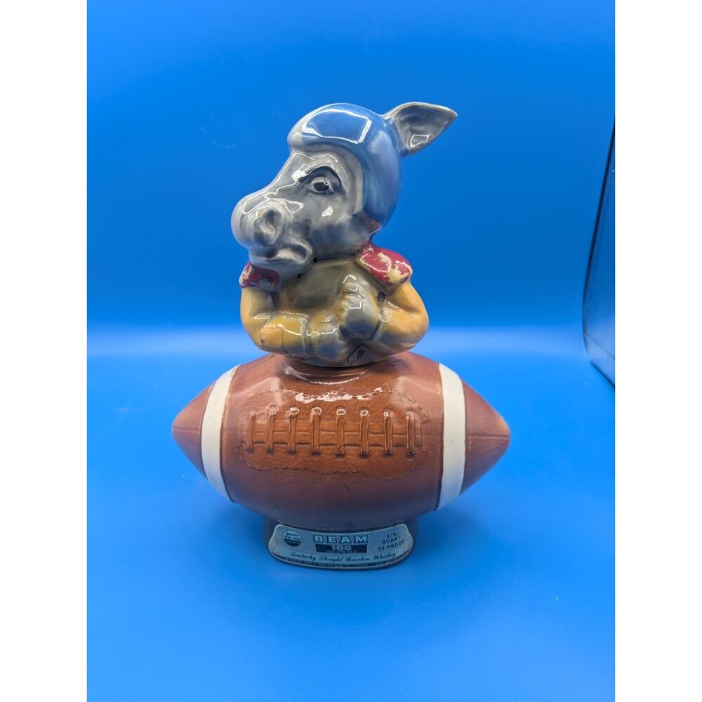 Vintage 1972 Jim Beam Football Donkey Decanter Political Empty D20